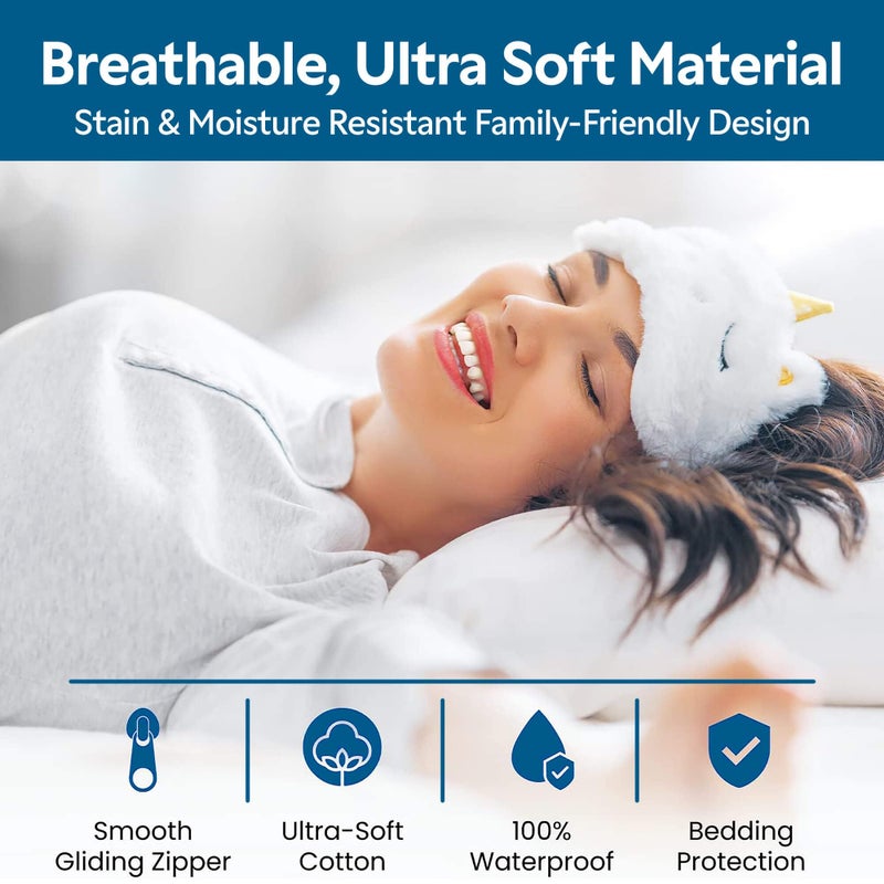 Guardmax Jersey Knitted Pillow Protector with Zipper King Size - 2 Pack - 100% Waterproof, Bed Bug Proof, Dust Mite Proof, & Hypoallergenic Pillow Covers - Premium Zippered Pillow Cases. (20 X 36) - Image 4